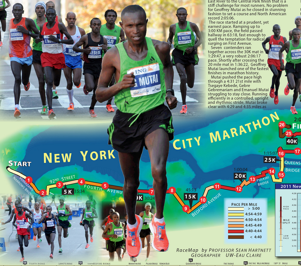 Geoffrey Mutai's New York Marathon Course Record By The Map - Track & Field  News